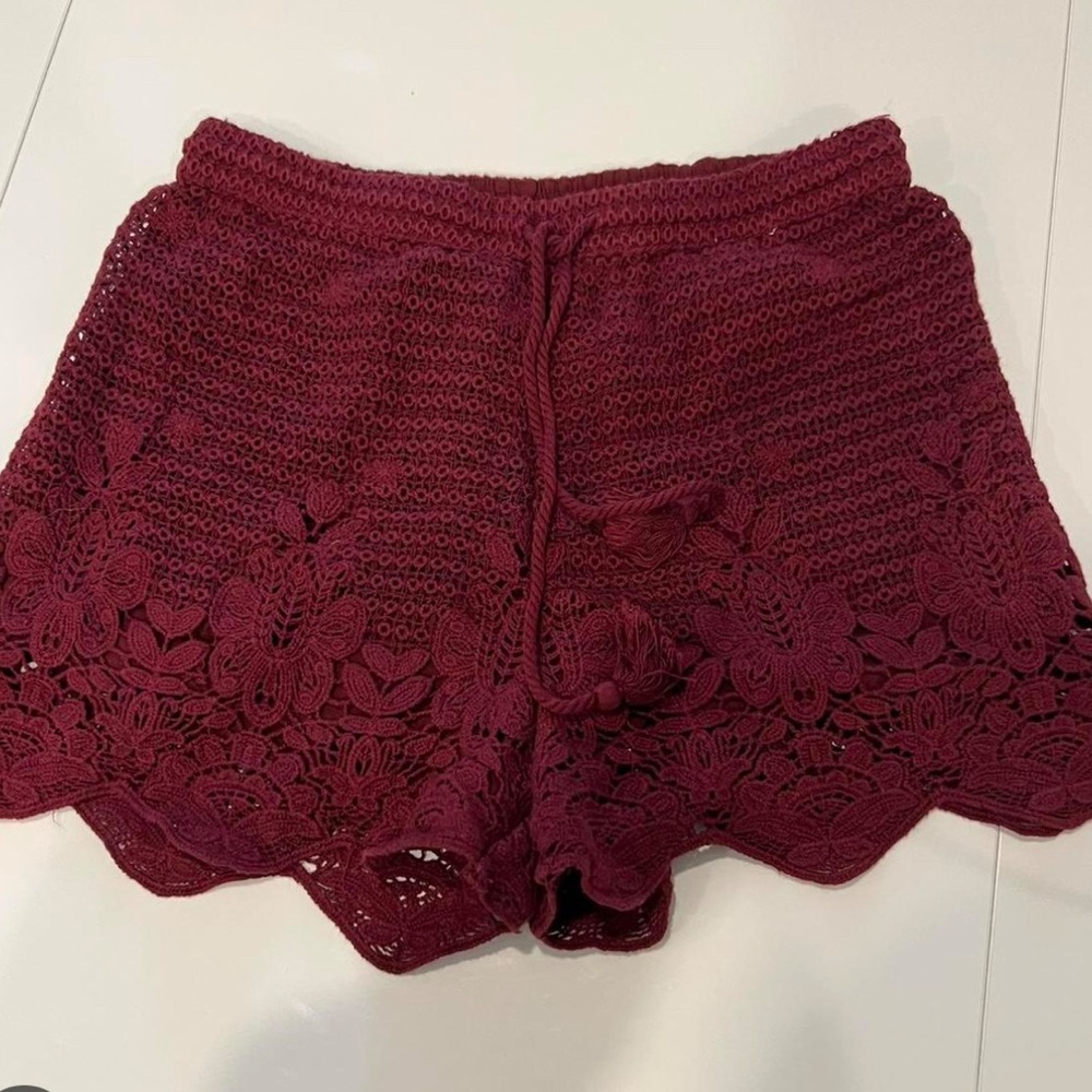 Abercrombie & Fitch Burgundy Lace Shorts